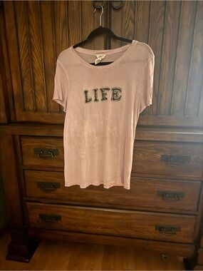 For The Republic Pink Embellished 'LIFE' Tee